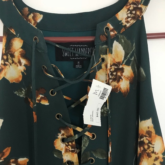 Sweet Wanderer / Blu Pepper Green Floral Dress - Picture 5 of 8